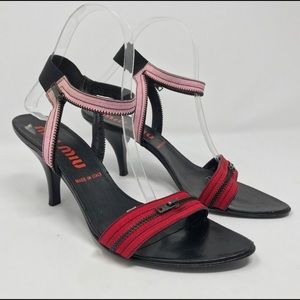 Miu Miu Sandals Zipper trim Red Pink 38.5